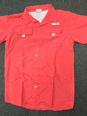 Columbia Men’s Short Sleeve Button-Down Shirt - Coral